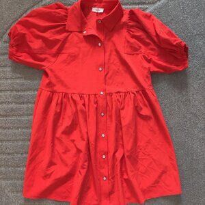 Entro Orange Button Shirt Dress - Size S